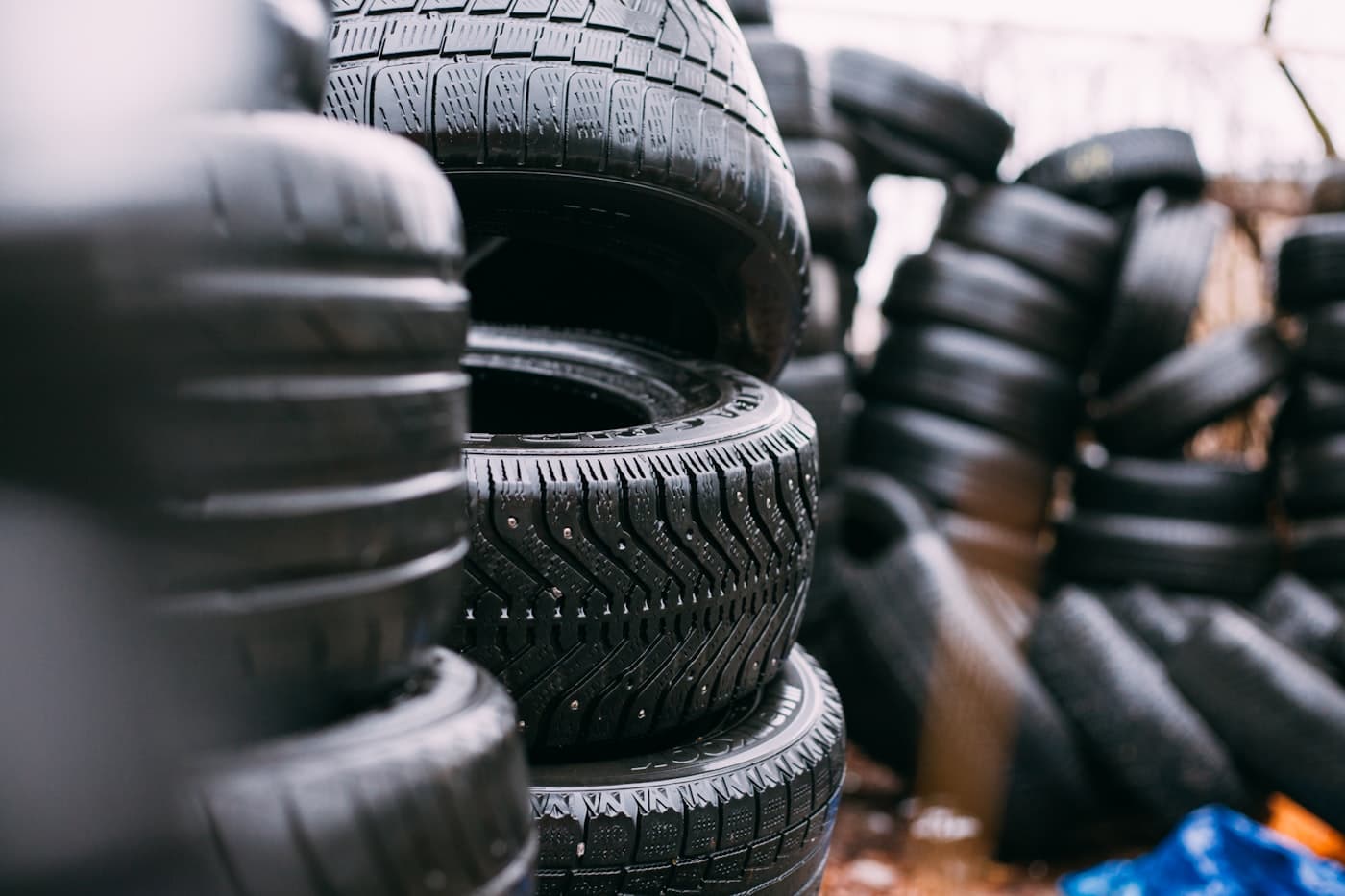 Stack of tires ready for service